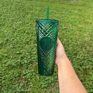 Starbucks 2021 Holiday Christmas Emerald Green Jeweled Tumbler Cold Cup 24oz